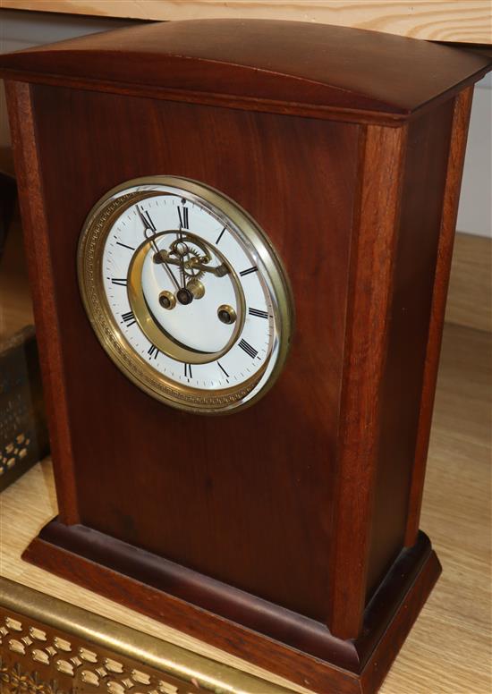 A Victorian oak bracket clock